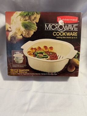 Vintage Rubbermaid Microwave Cookware Meat Vegetable Cooker Steamer w/box